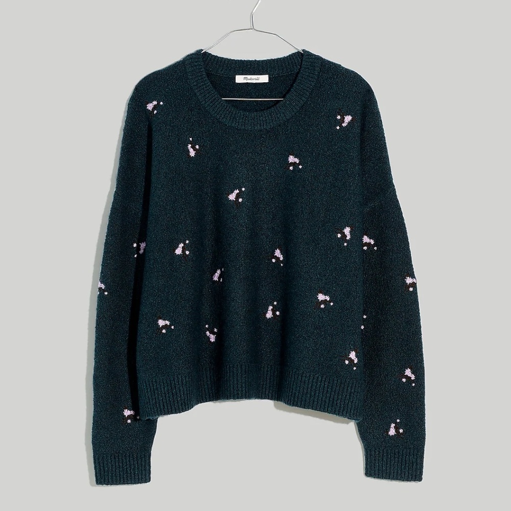 Madewell Embroidered Cross-Stitch Floral Pullover Sweater (size S)